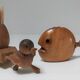 Two door peaks aperitif zoomorphic fish bird solid wood vintage design