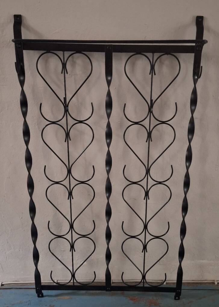 Mid century wall mounted wrought iron coat and hat rack, 1960s