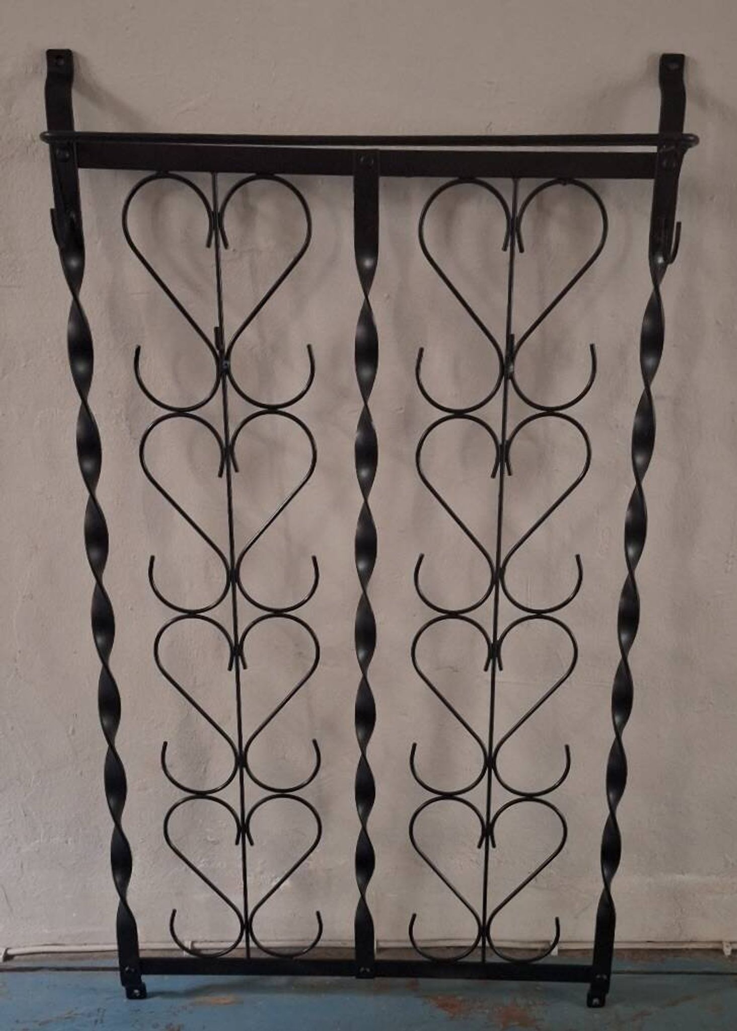 Mid century wall mounted wrought iron coat and hat rack, 1960s