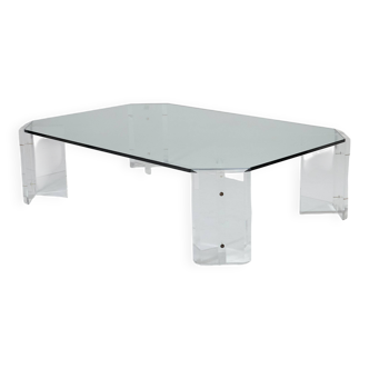 Lucite and glass coffee table, karl springer, 1970s