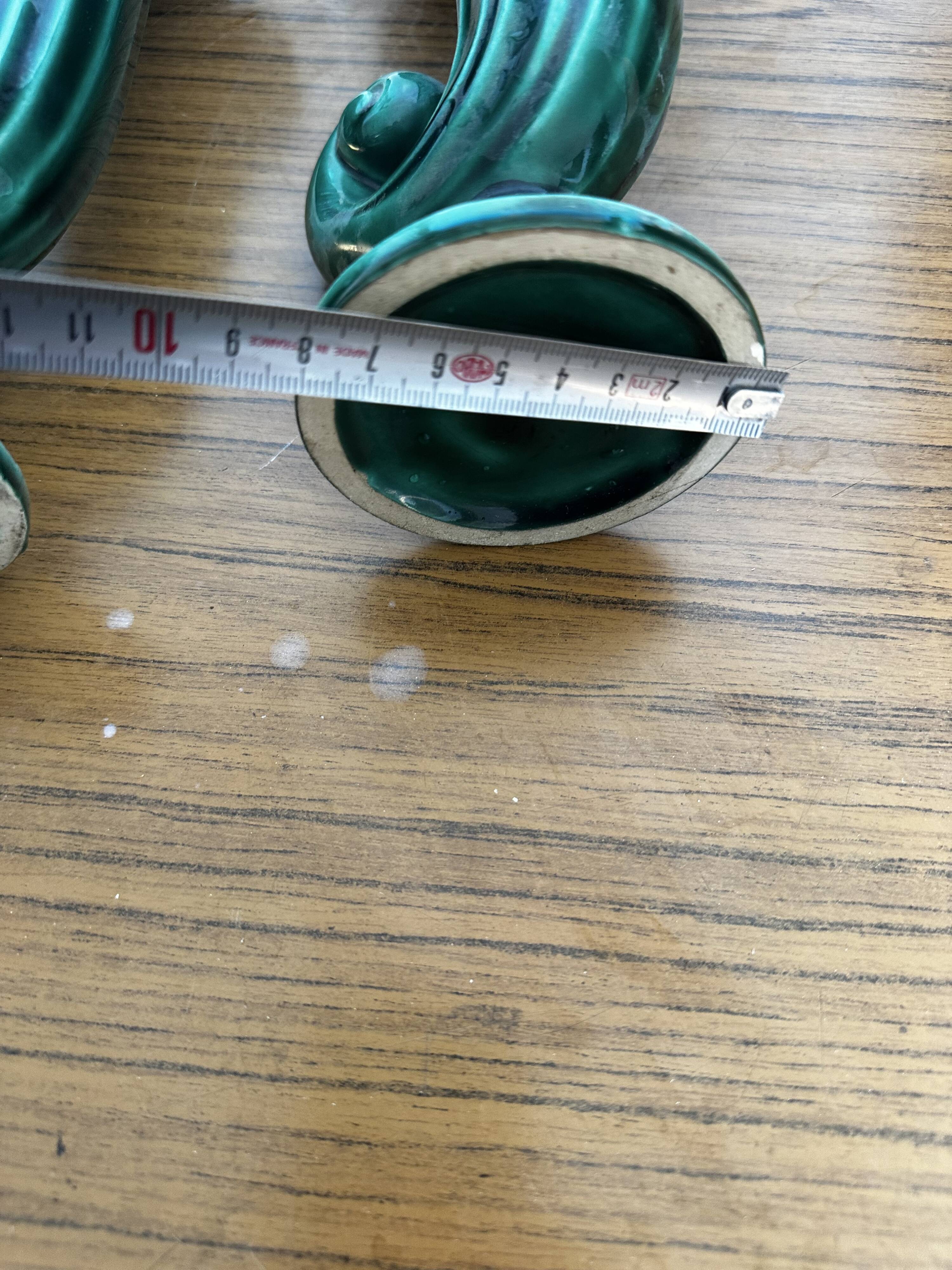 Pair of Art Deco vases circa 1920 - green glazed ceramic