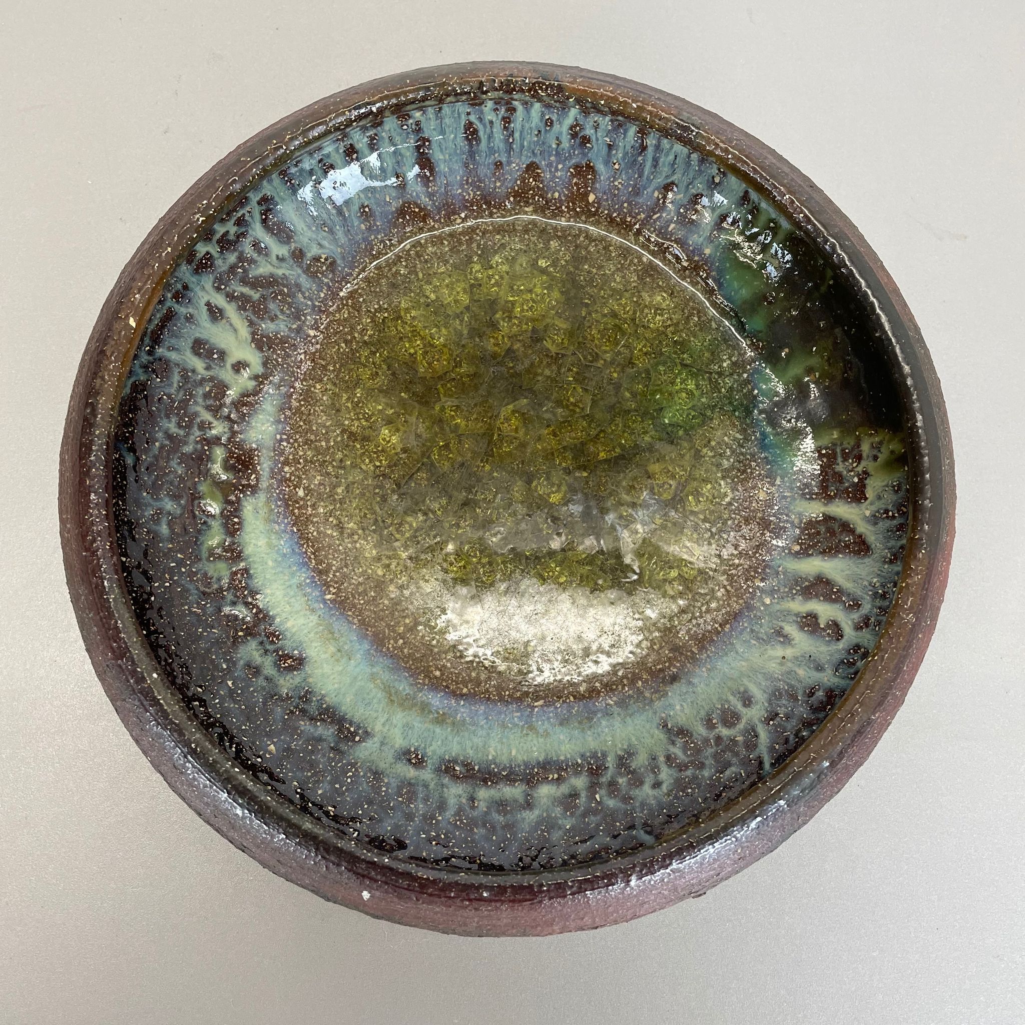 Ceramic studio pottery bowl shell element by gerhard liebenthron, germany, 1970s