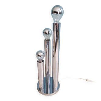 Large Space Age table lamp in chrome metal, Gaetano Sciolari, 1970.