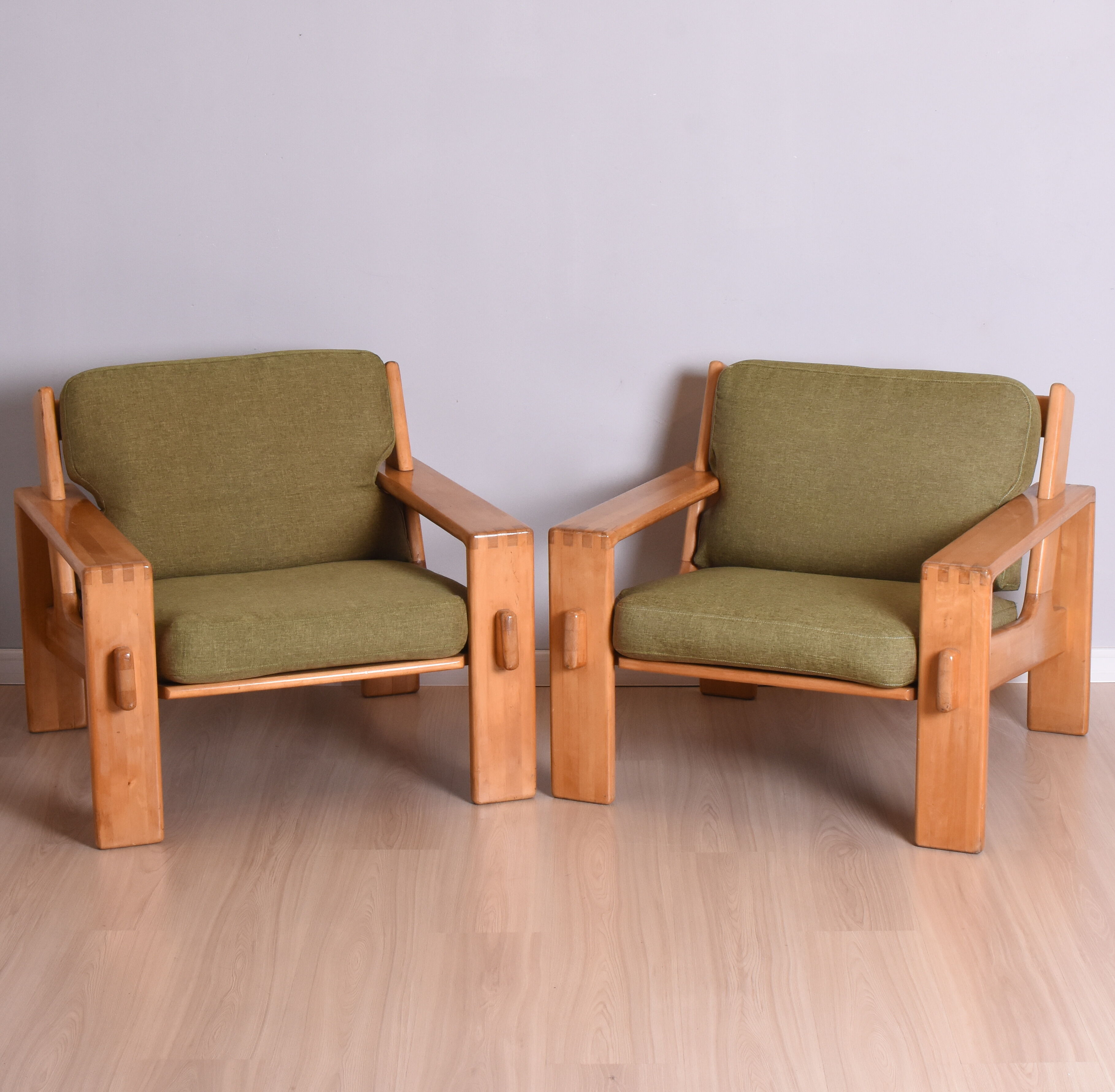 Pair of Bonanza Armchairs by E. Pajamies for Asko, Finland, 1960s
