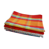 Lot 6 vintage multi-coloured plaid towels