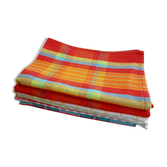 Lot 6 vintage multi-coloured plaid towels