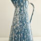 Vintage enamelled metal pitcher - blue and white