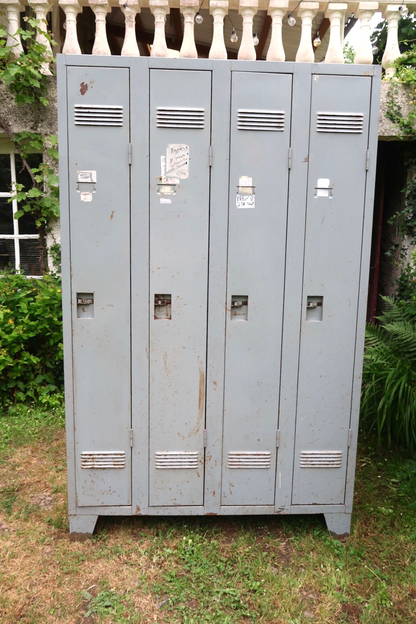 Grey metal industrial cloakroom