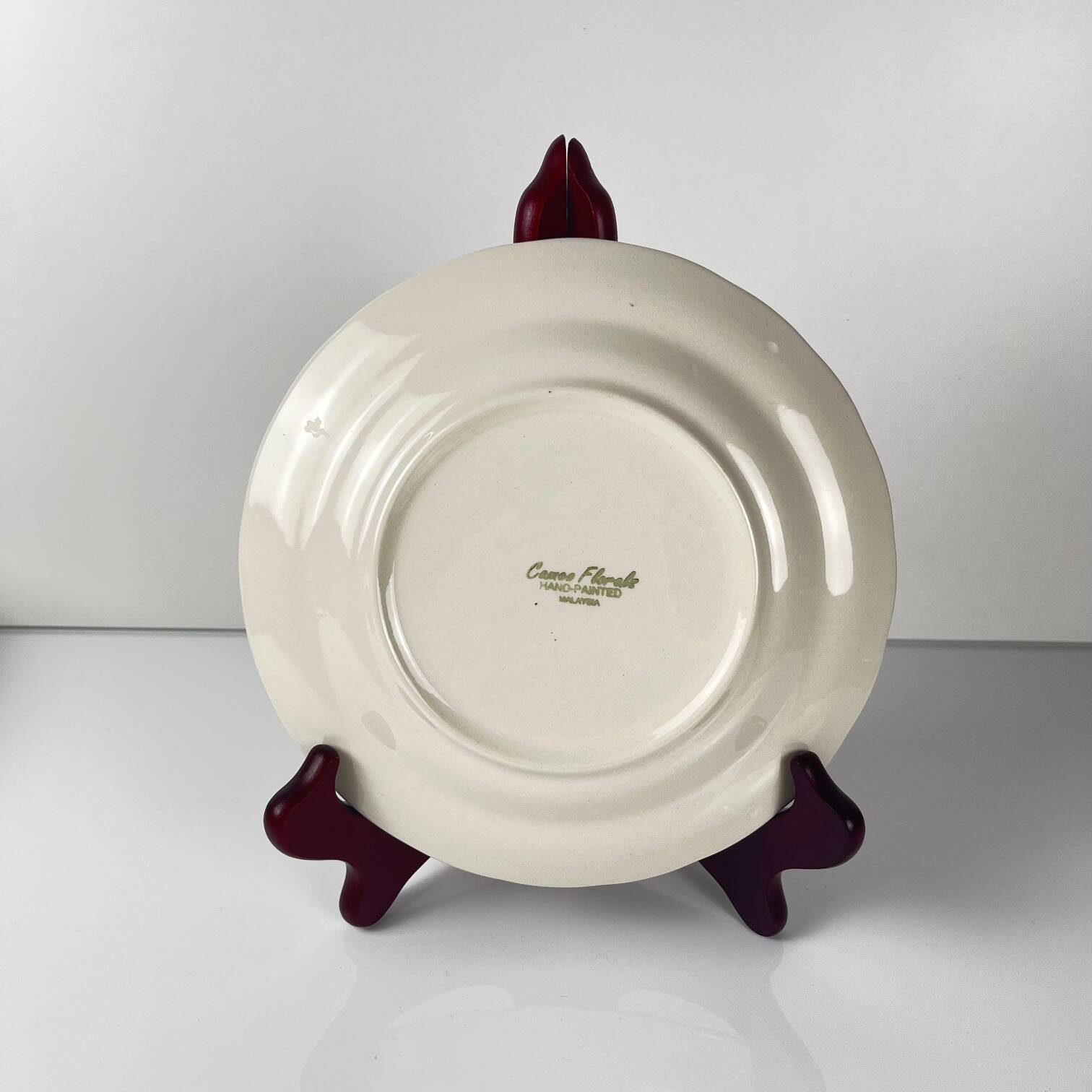 Set of 8 dessert plates: Cameo Florals Malaysia porcelain 1970–90