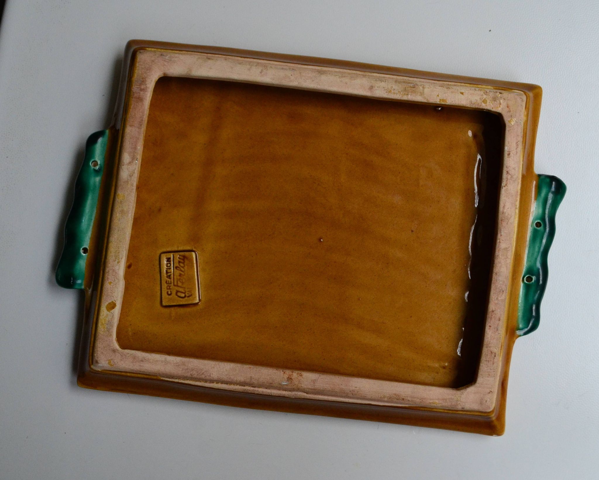 Plat barbotine Vallauris Création Albert Ferlay années 60