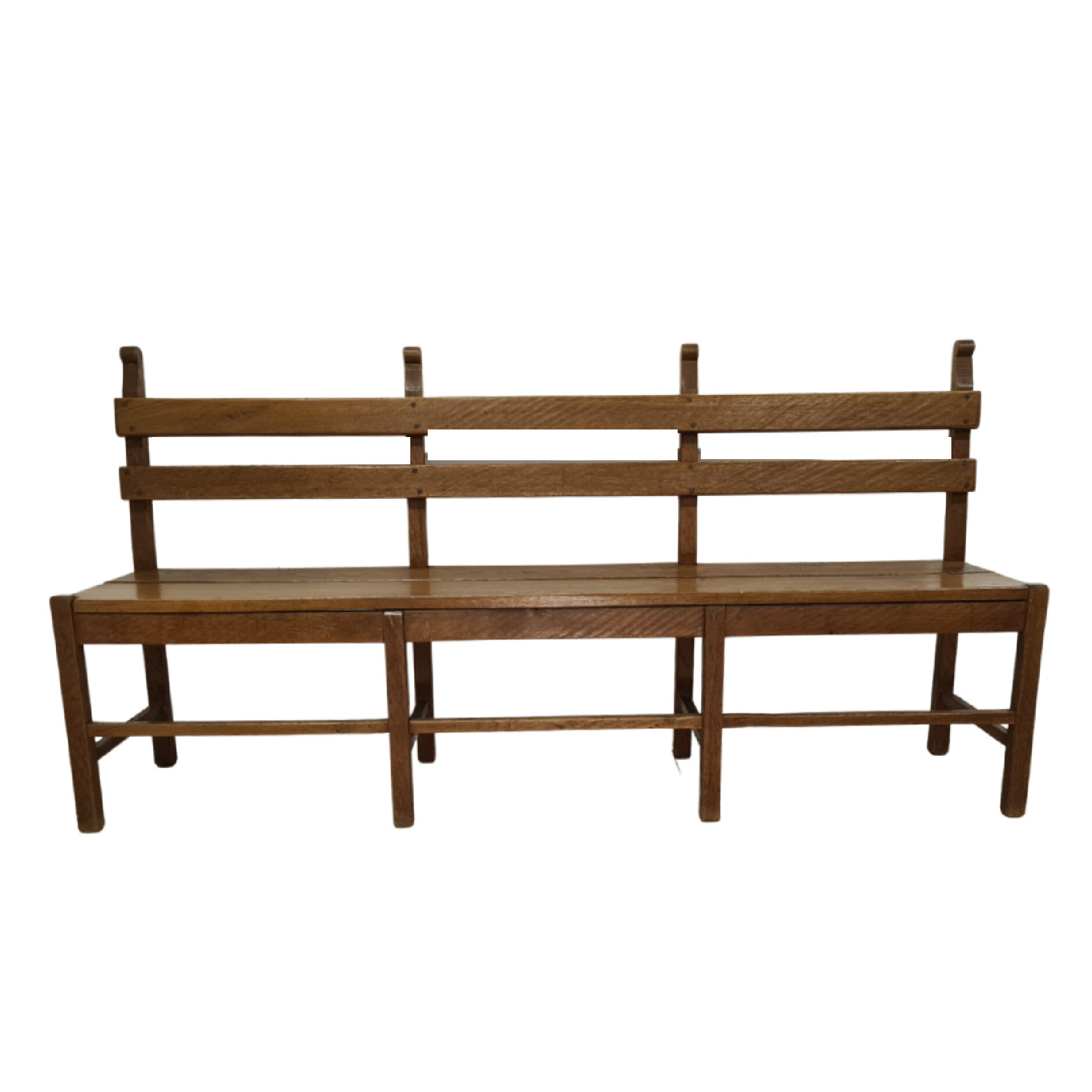 Solid oak brutalist robust bench, Netherlands 1950s