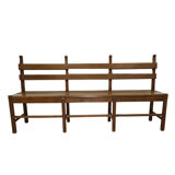 Solid oak brutalist robust bench, Netherlands 1950s