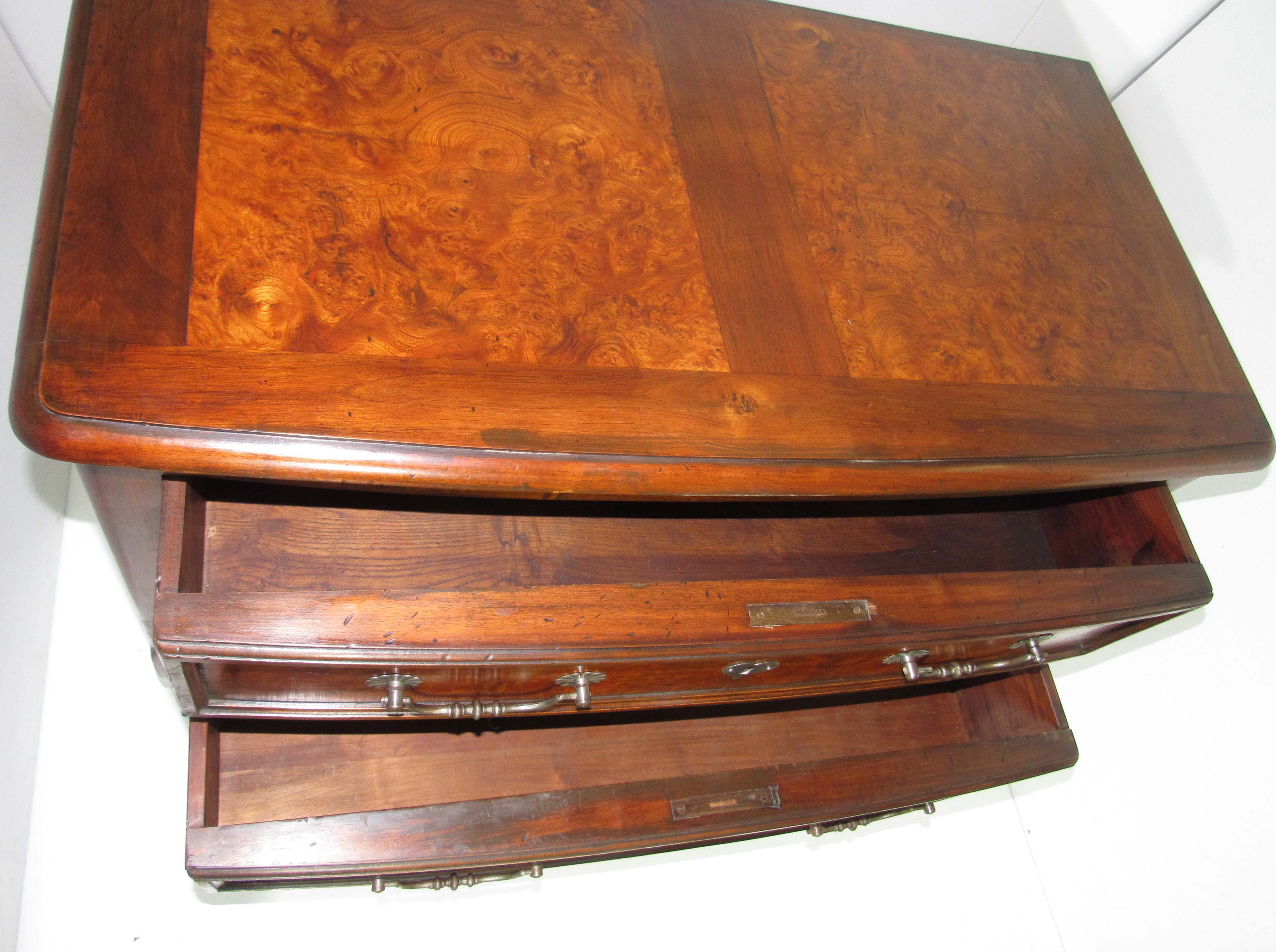 Dutch chest of drawers two mahogany drawers and walnut bramble