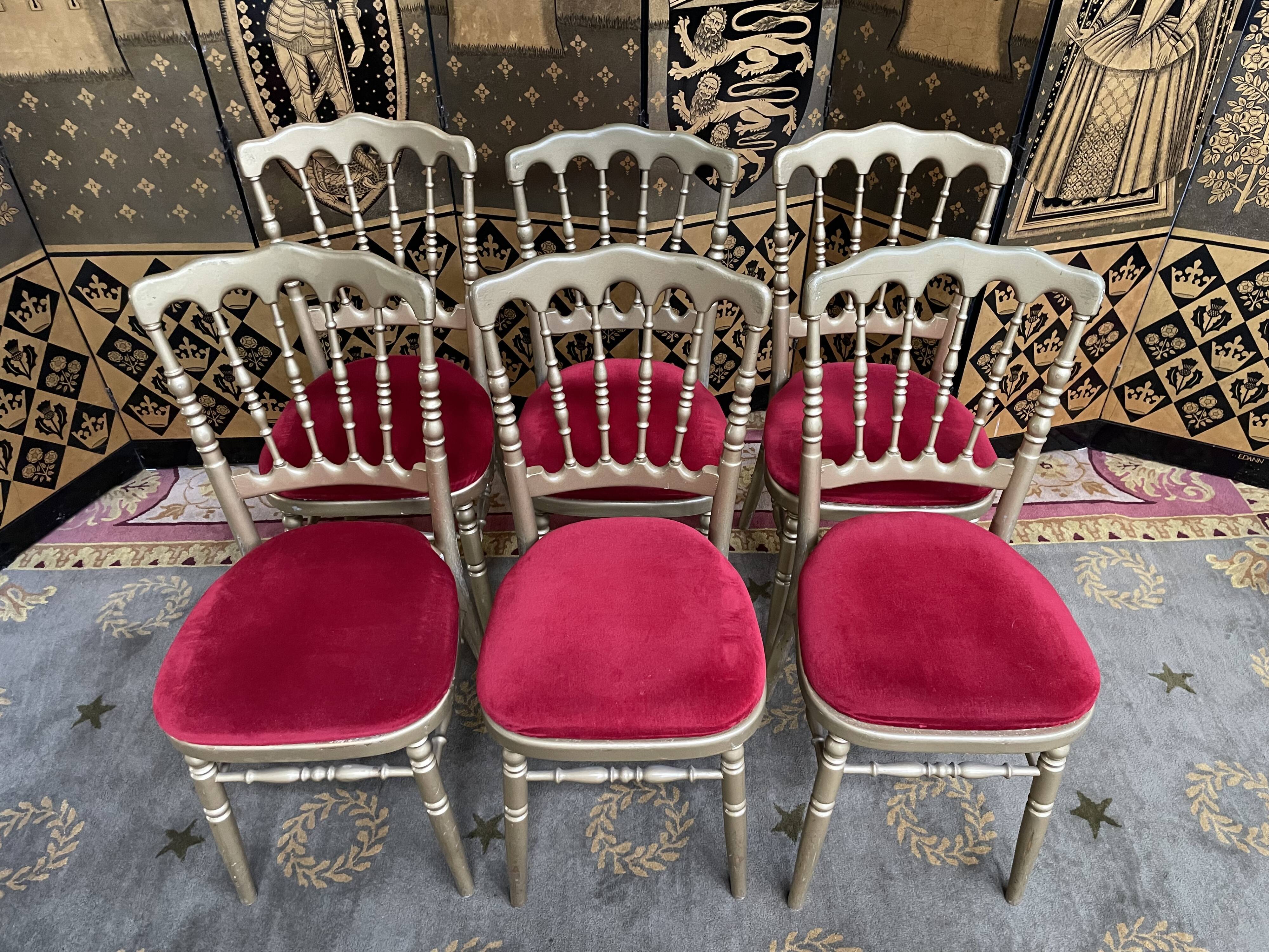 Suite de 6 chaises à barrettes Napoléon III