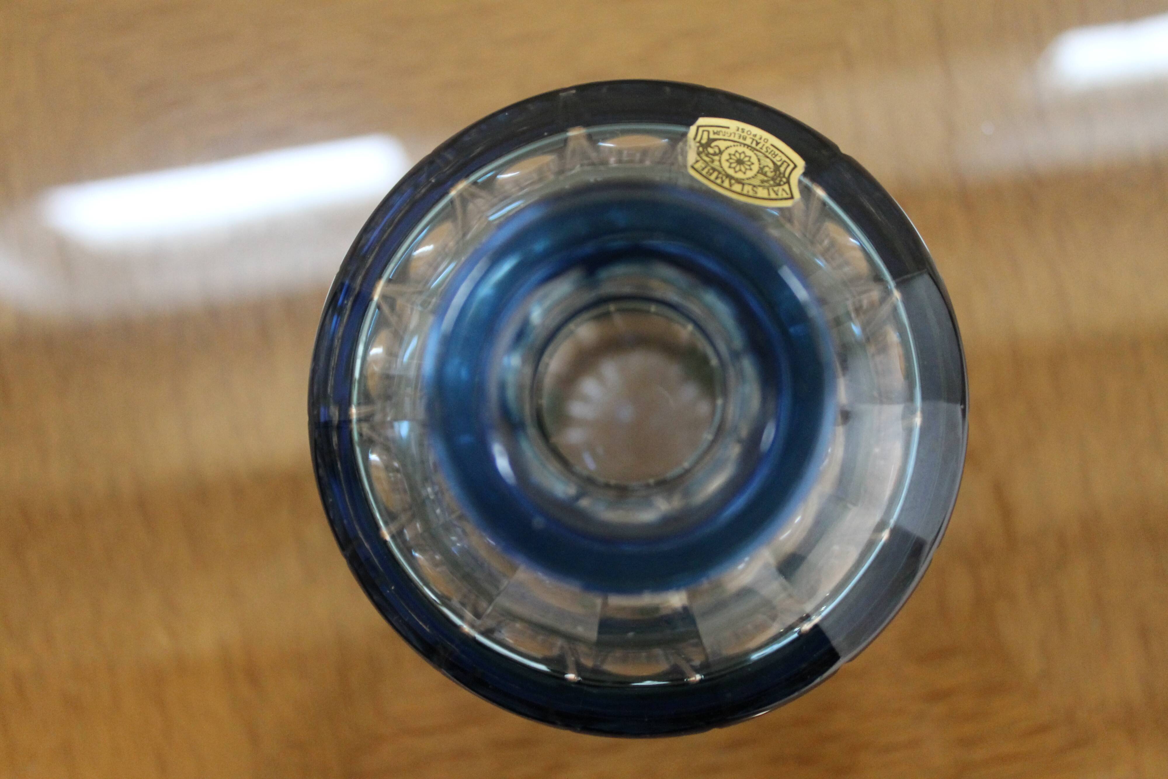 Val Saint-Lambert crystal blue flask