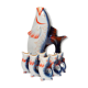 Set of 7 blue glass fish, mid-20th century.