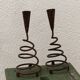 Pair of wrought iron spiral candlesticks