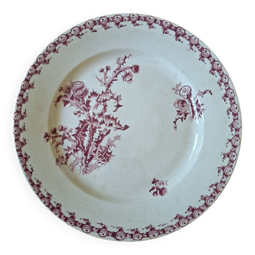 Plat faïencerie girns chardon in red