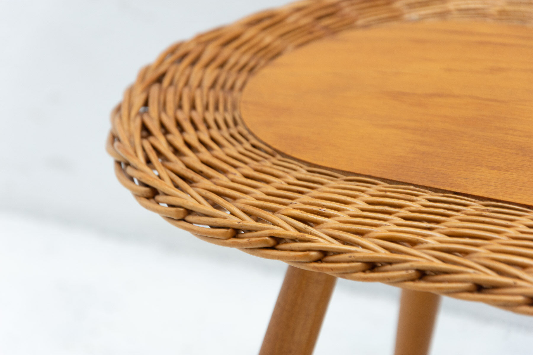 Mid century rattan stool by Jan Kalous for ÚLUV, 1960´s, Czechoslovakia