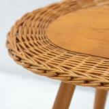 Mid century rattan stool by Jan Kalous for ÚLUV, 1960´s, Czechoslovakia