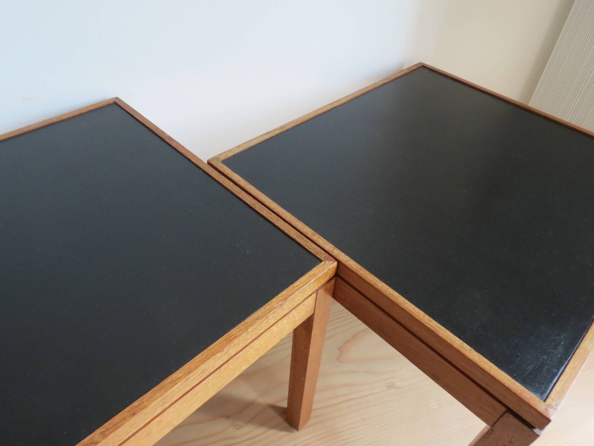 Pair of Mid century Teak and black Top Side Tables 1960s