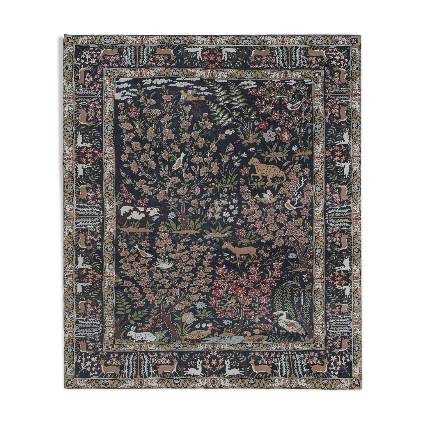 Vintage Caucasian Hunting Animal Pictorial Rug 9'2'' x 11'2''