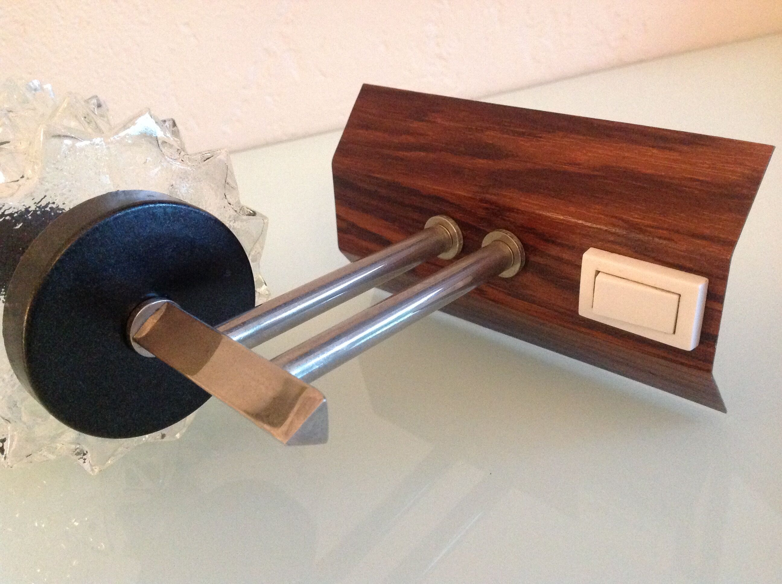 Structured glass wall lamp / vintage 60s-70s