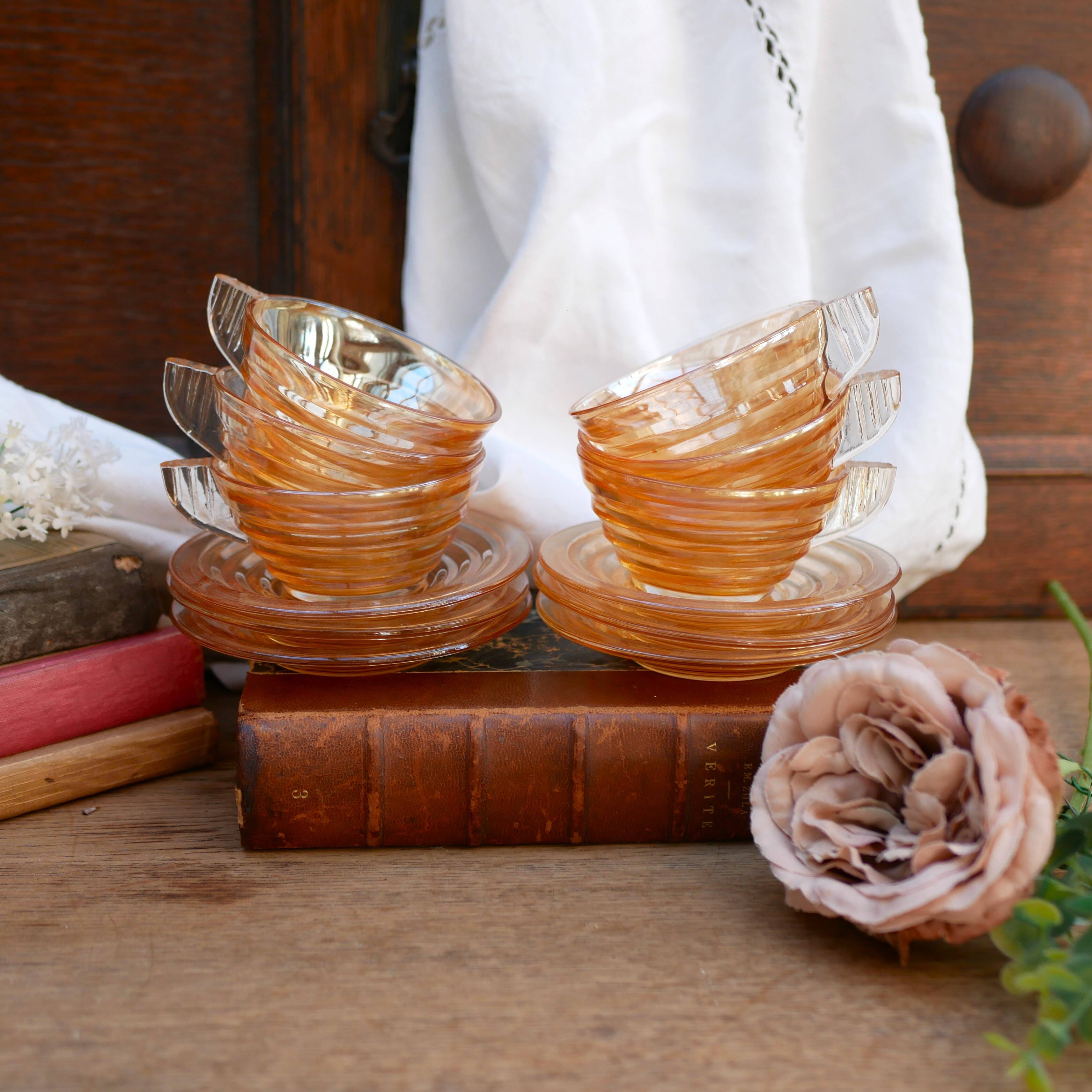 6 tasses à espresso et soucoupes « Gondolo » Design inspiré de l'Art déco