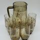 Pitcher and 6 lemonade glasses - wheat cob decoration - Luminarc France - vintage 70s