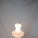 Vintage French pendant light in cream-white glass with pink flowers