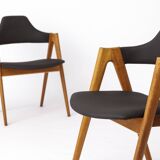 2 Compass Teak Dining Chairs, 1960s, by Kai Kristiansen for Sva Møbler, Set