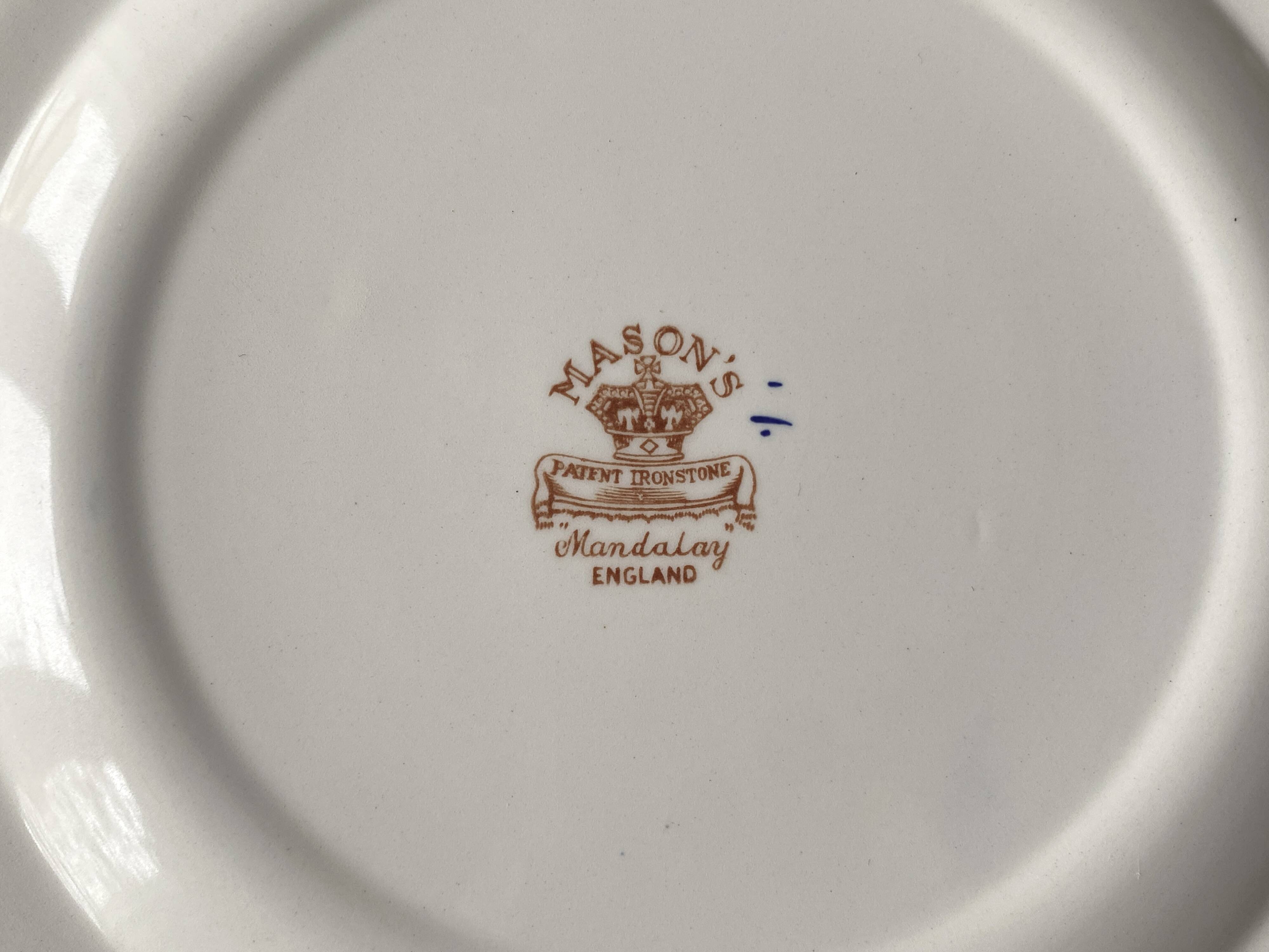 6 Mason's Terre de Fer English earthenware plates with Mandarin Mandalay decor