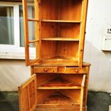 Pine corner cupboard with two sections, 1900s