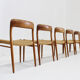 Chaises de salle à manger vintage Modèle 75 par Niels Otto Møller en papercord, ensemble de 6