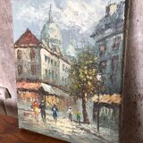 Ancien tableau caroline burnett vue paris sacré cœur huile sur toile