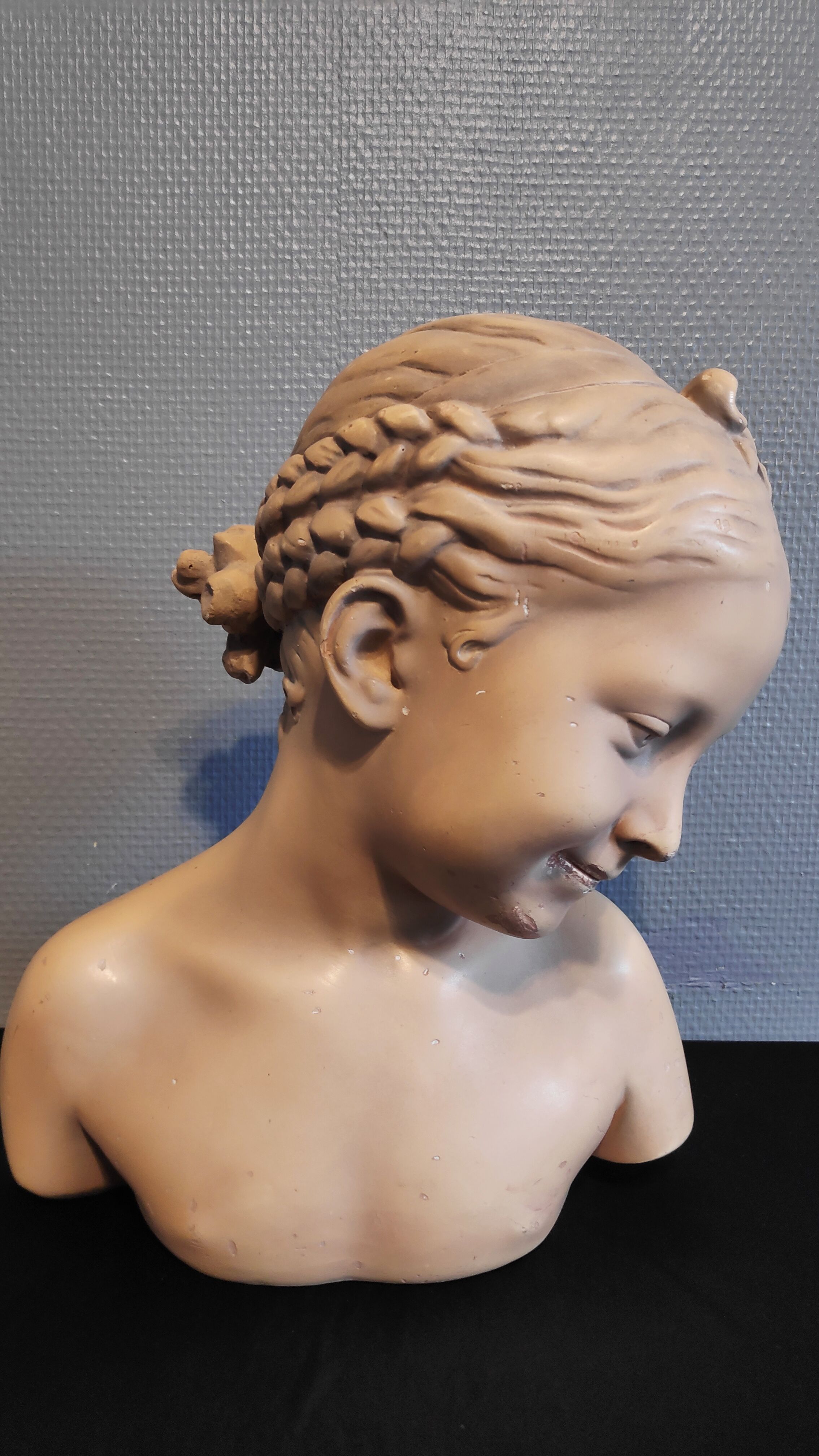 Bust "the laughing" after jean-baptiste pigalle in plaster