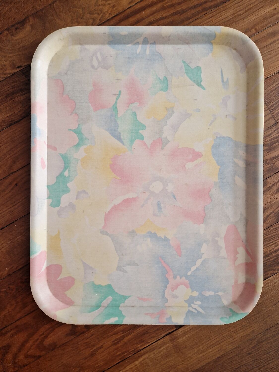 Tray old vintage flowers resin fiber