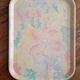 Tray old vintage flowers resin fiber