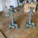 Set of 2 antique candlesticks in spelter.