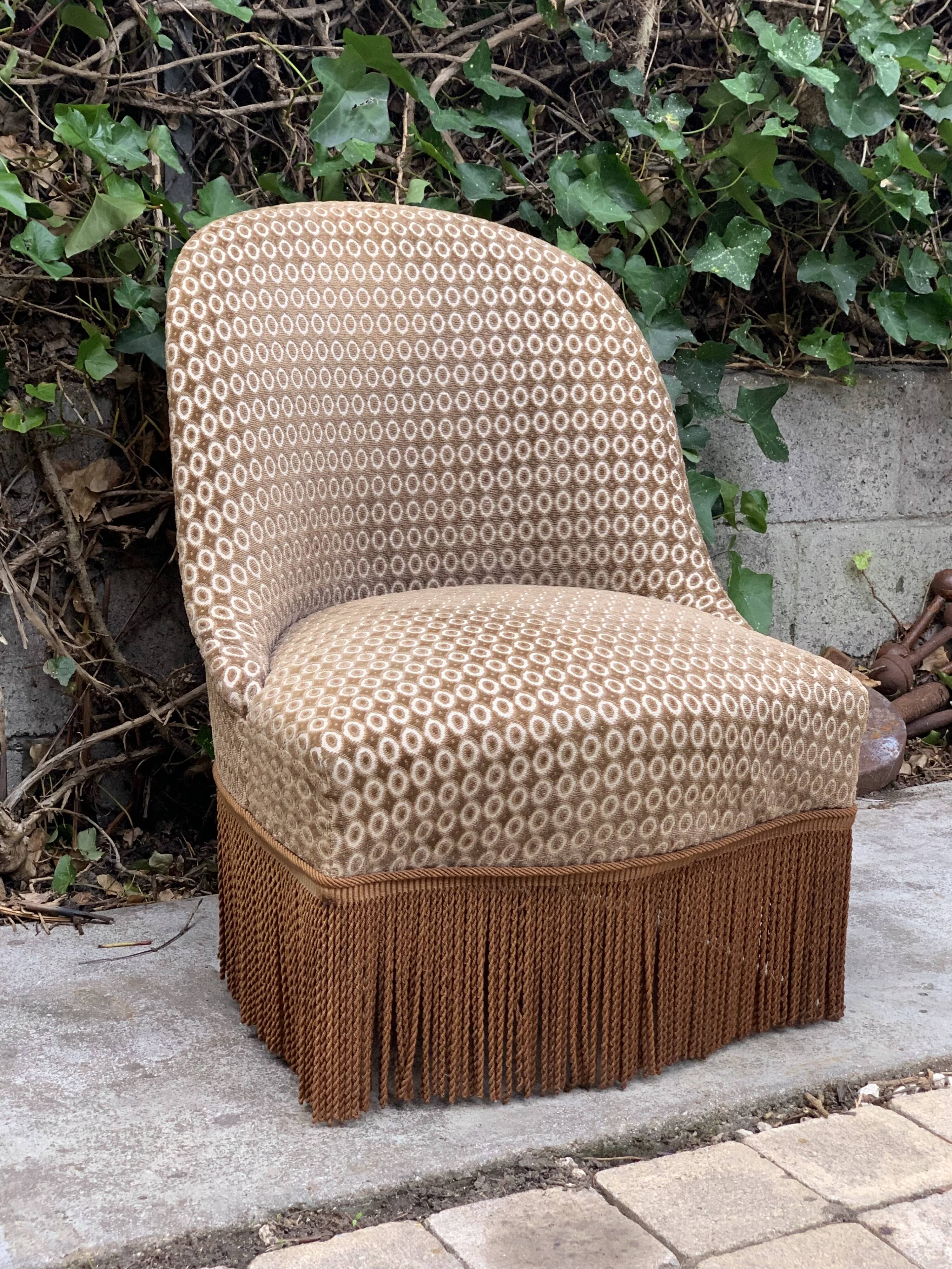 Vintage chocolate velvet toad armchair