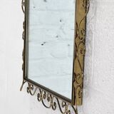 Rectangular mirror from the 1970s with brass outline