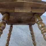 Vintage Tyrolean Heart Cutout Wooden Dining Chair / Bobbin-turned Legs