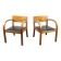 Set de 2 fauteuils Art Déco italiens en bois et similicuir noir