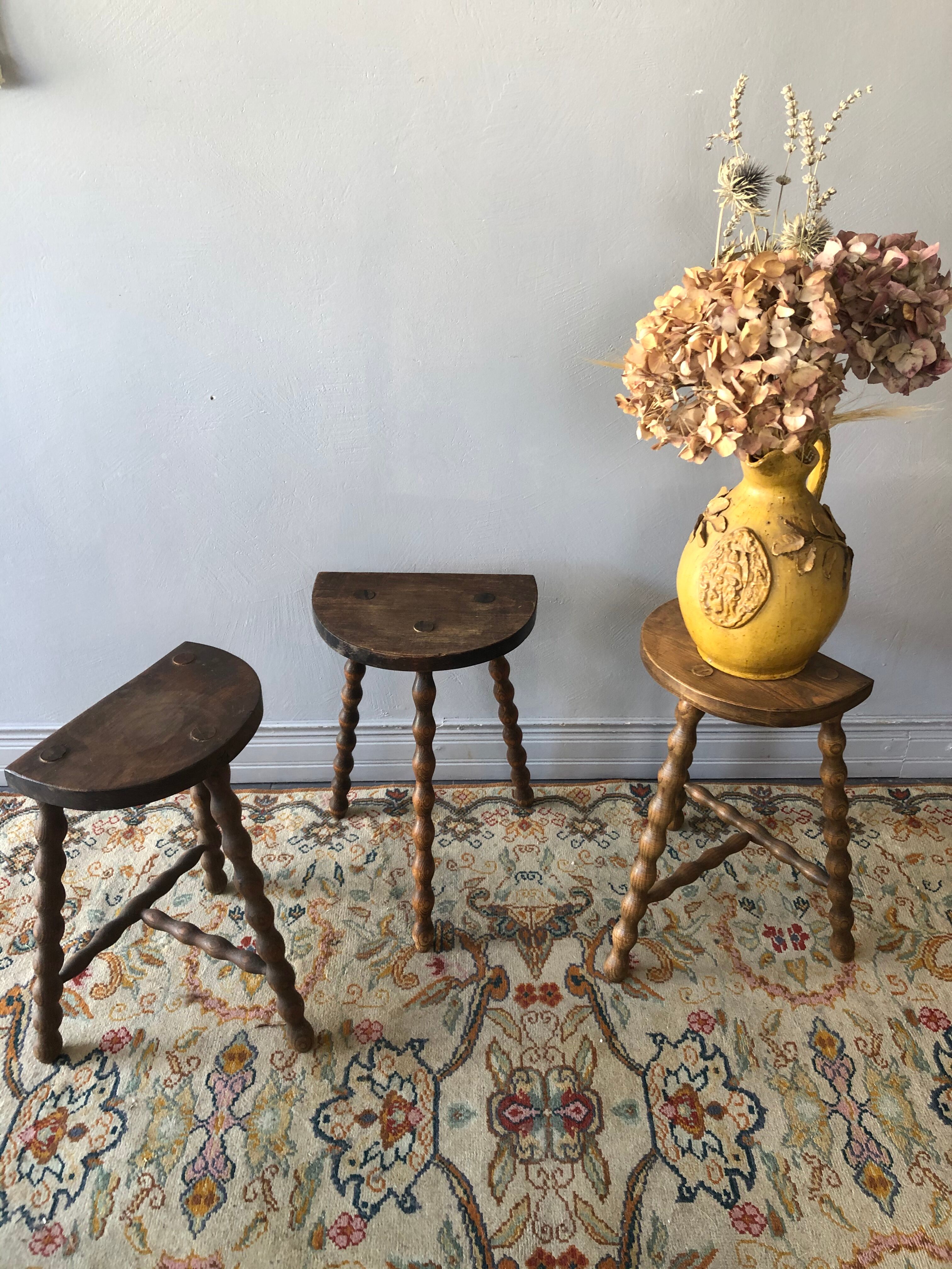 Set of 3 wooden stools