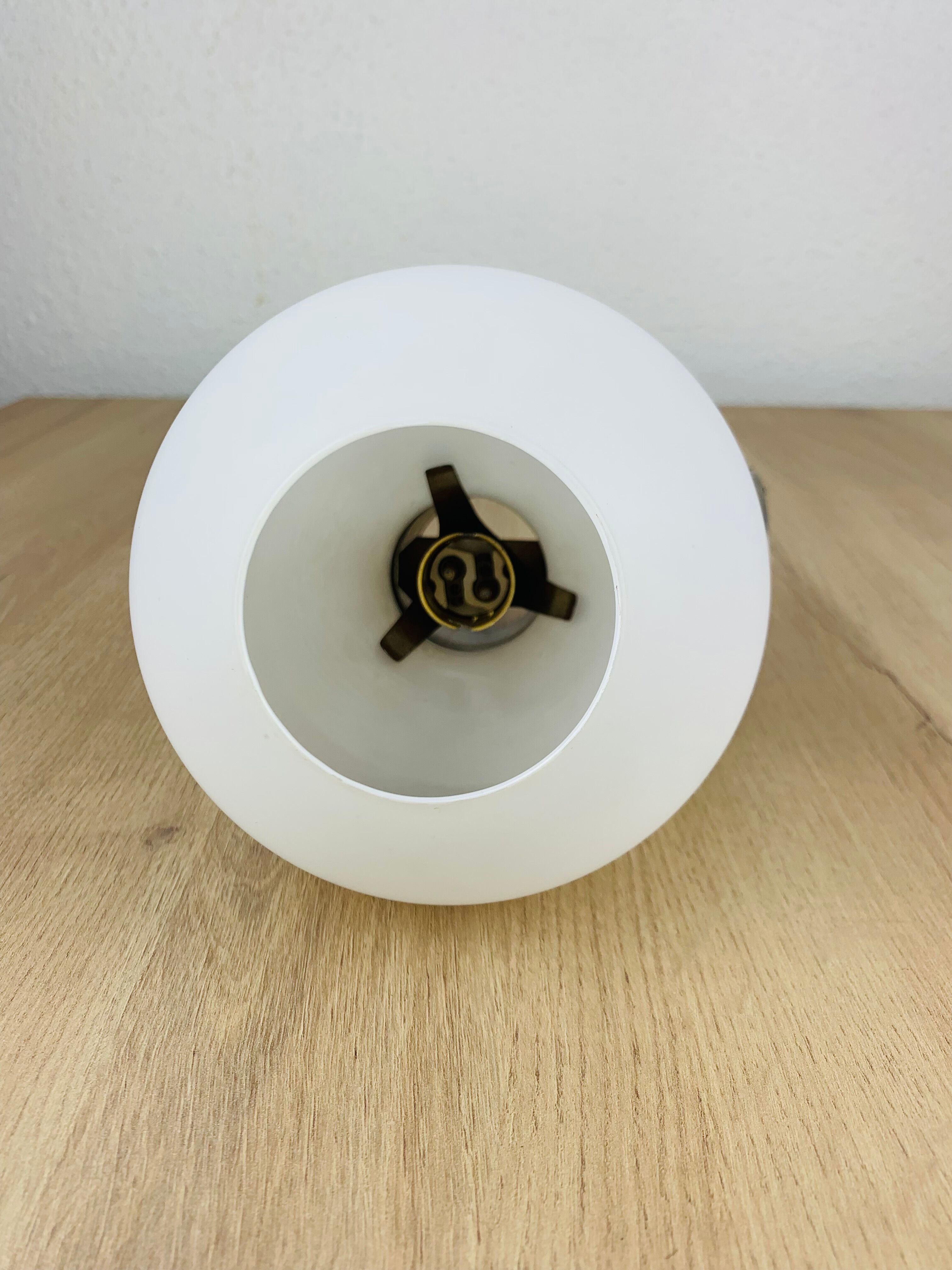 Space age opaline globe wall light, adjustable, and brushed metal, 1960s.