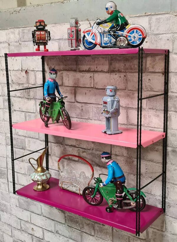 Etagère string acier vintage h49x49x17 dans son jus 1960 à 70