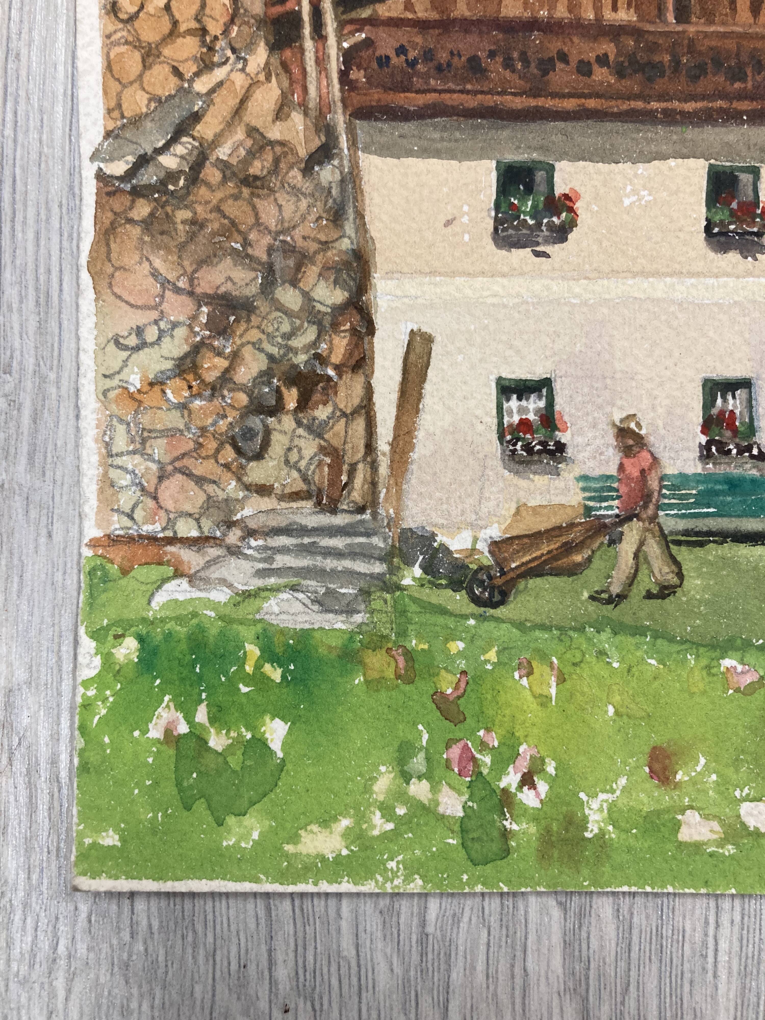 Vintage mountain watercolor