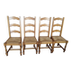 4 chaises dossier haut paillées en bois massif clair style rustique
