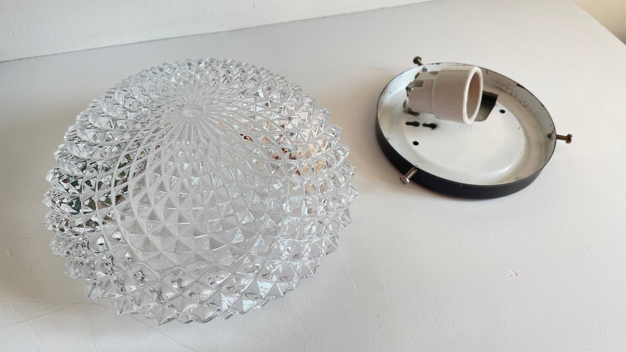APPLIQUE Semi-Crystal Ceiling Light 1950s