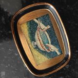 Golden wood tray with mosaic painting